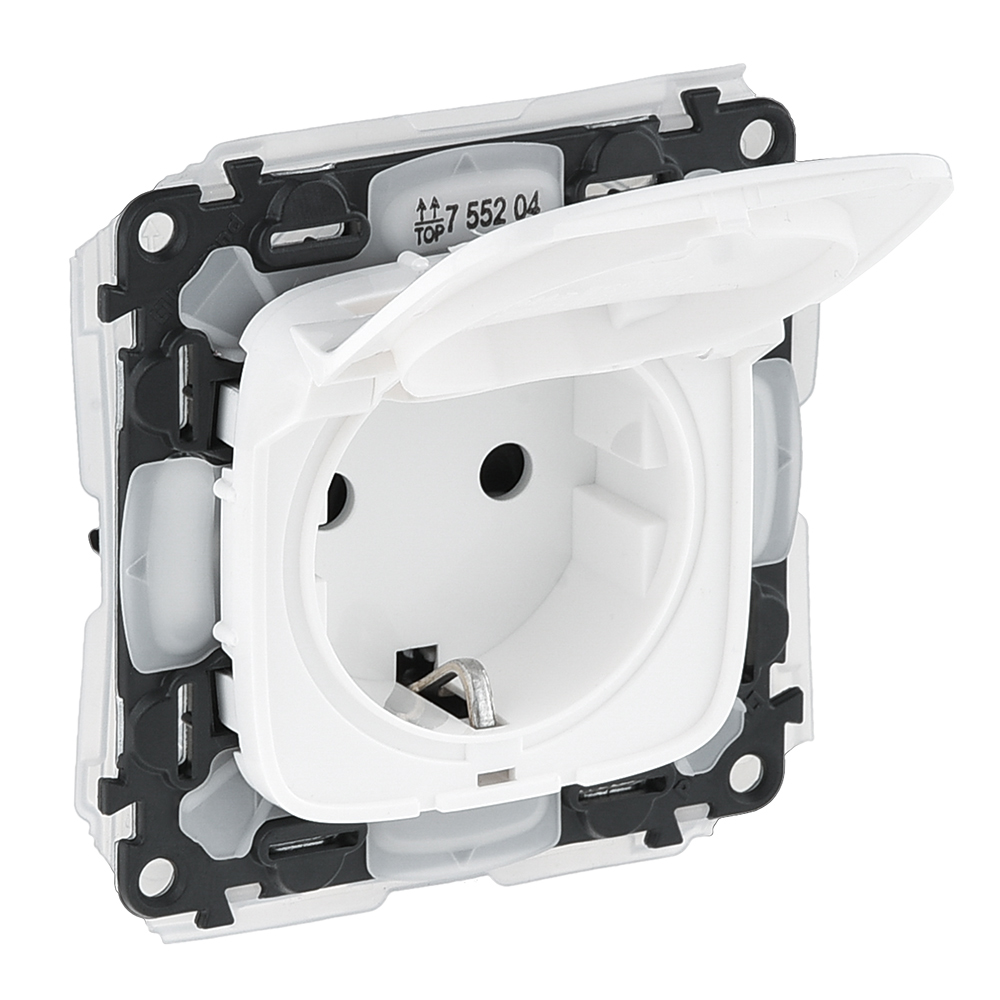 Legrand Valena ALLURE Бел Розетка с/з 1-ная, со шторками, с крышкой IP44