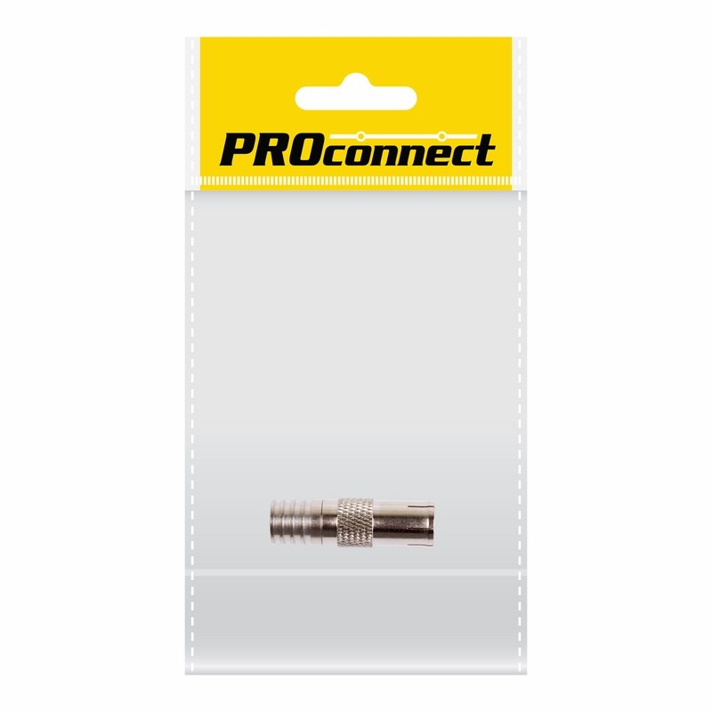 PROconnect Разъем антенный на кабель, (гнездо-TV никель под обжим), (1шт.) (пакет)  PROconnect