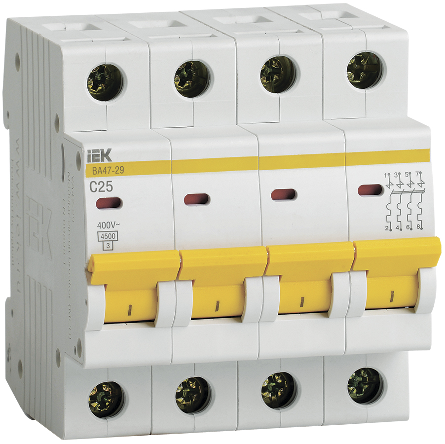 IEK Автоматический выключатель ВА47-29 4Р 25А 4,5кА х-ка С