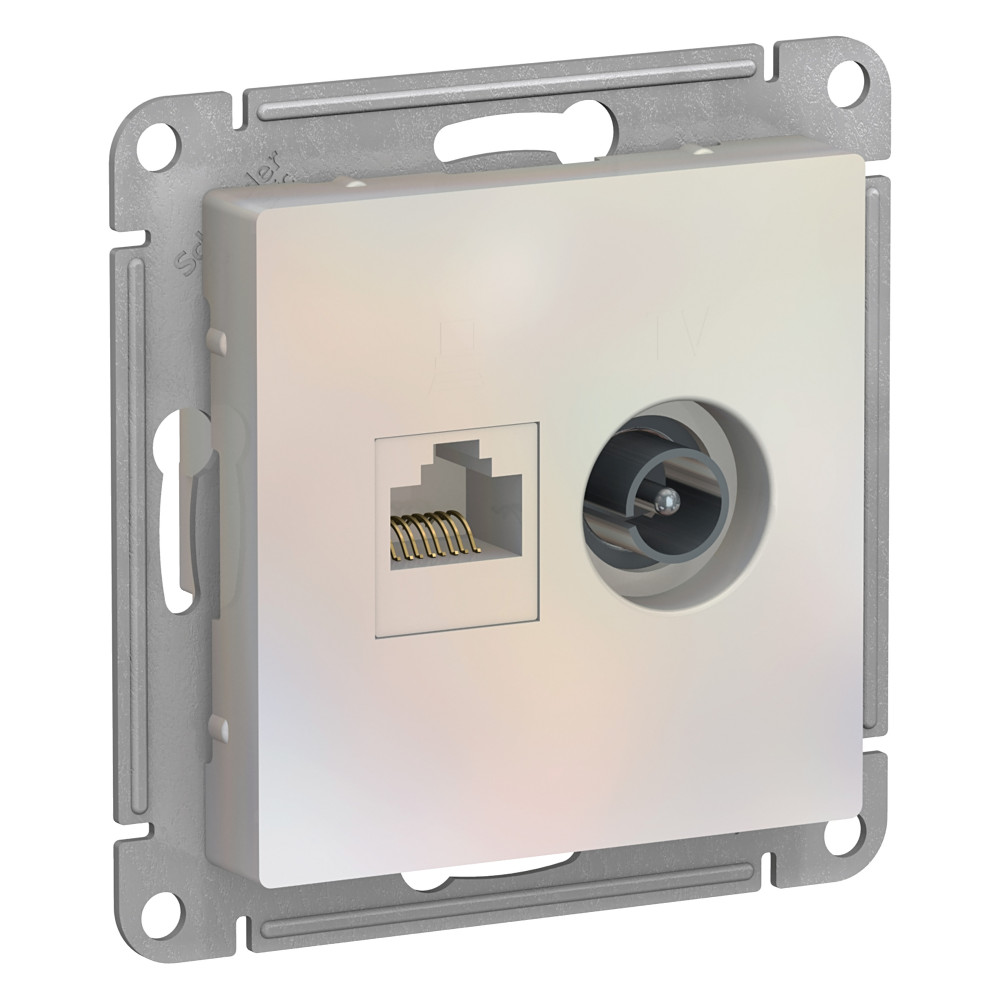 SE AtlasDesign Жемчуг Розетка двойная комп+ТВ, RJ45+TV, кат.5E, механизм
