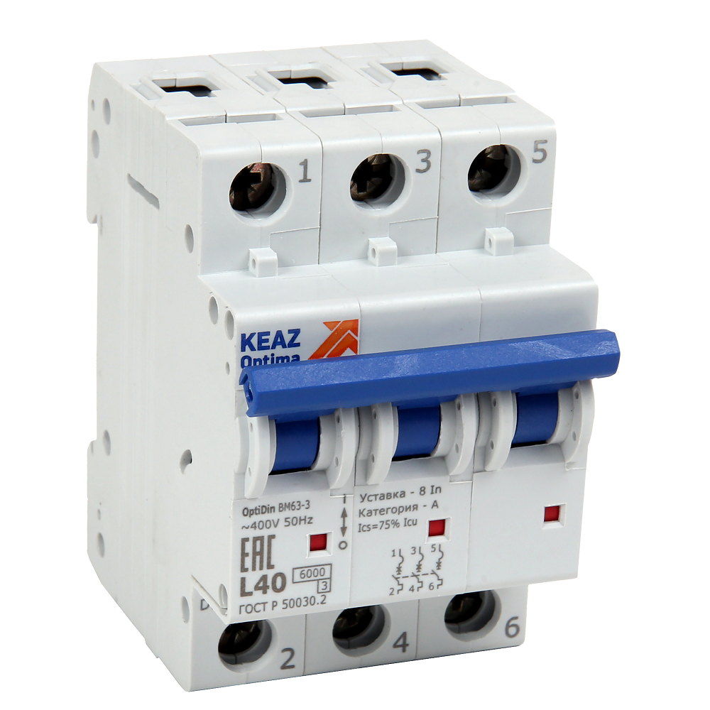 КЭАЗ OptiDin BM63 Автоматический выключатель 3P 32A Z 6кА AC (BM63-3Z32-УХЛ3)