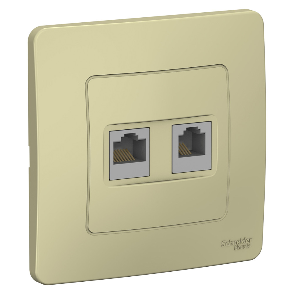SE Blanca внутр Беж Розетка 2-ая: компьютерная RJ45, кат.5E + телефонная RJ11