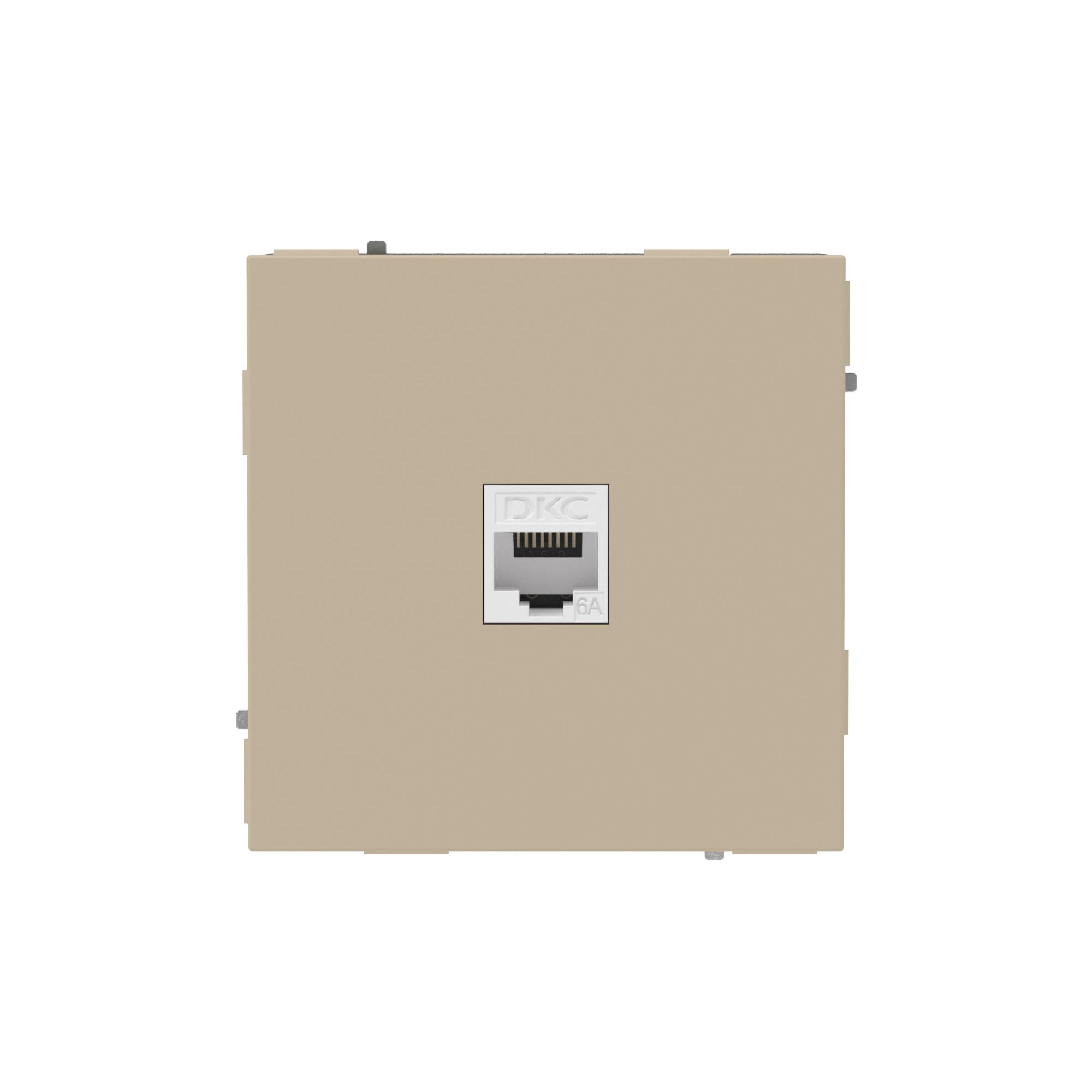 DKC KANT Компьютерная розетка RJ-45 без шторки, кат.6А одинарная,ванильный марципан