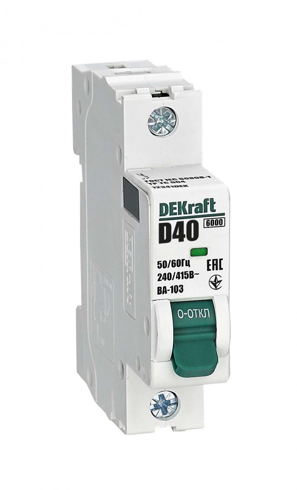 Dekraft Автоматический выключатель 1Р 40А х-ка D ВА-103 6кА