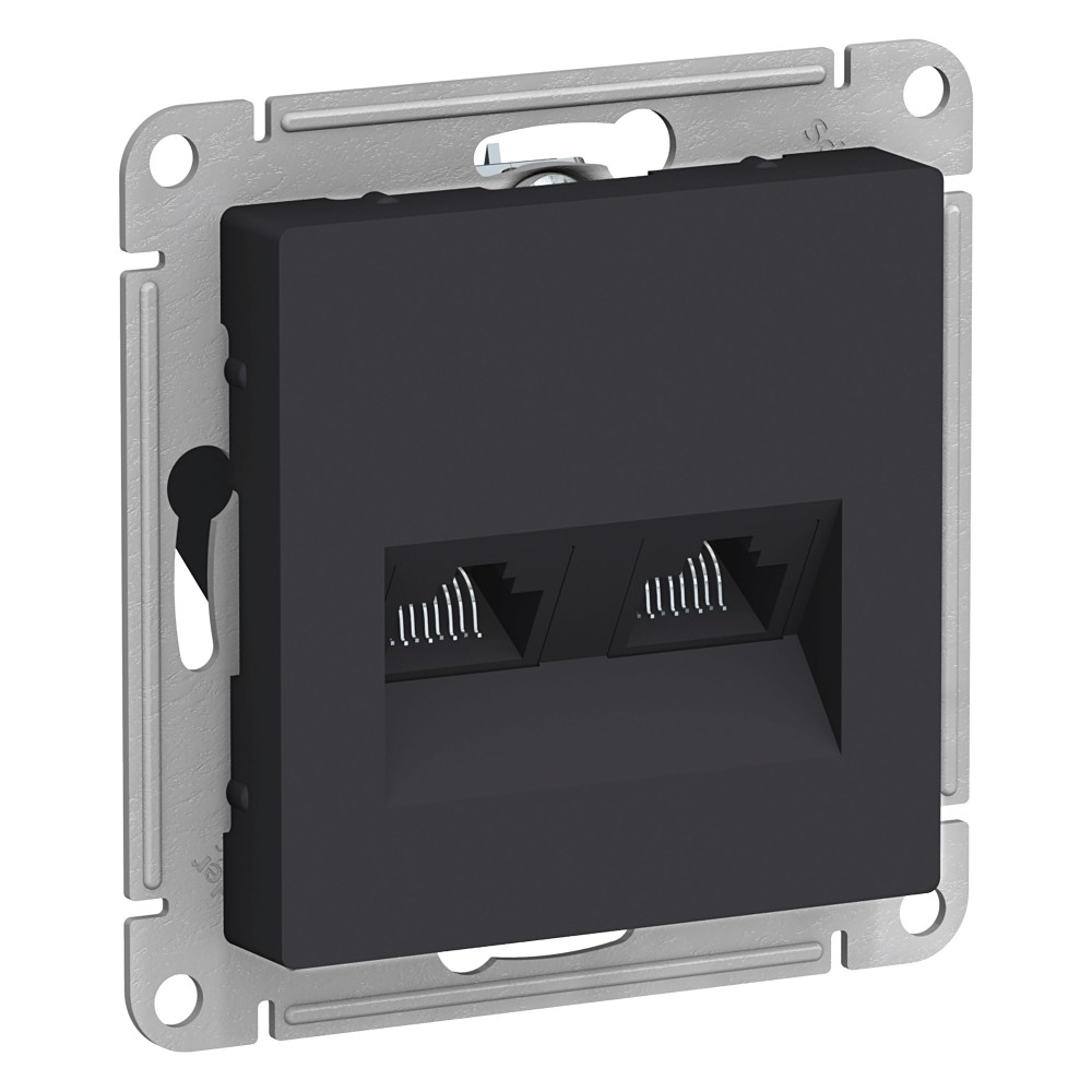 SE AtlasDesign Карбон Розетка двойная компьютерная RJ45+RJ45, кат.5E, механизм