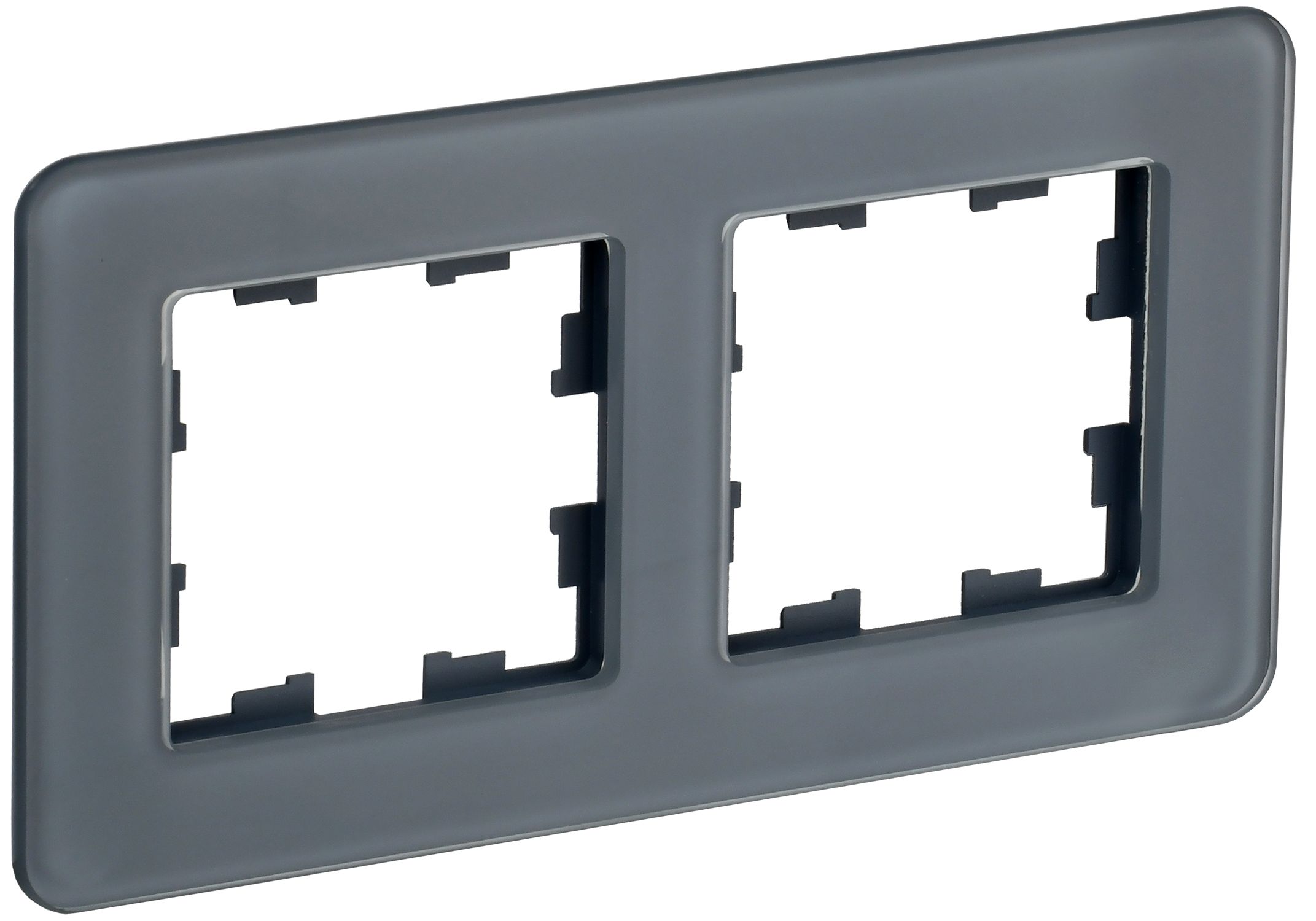 IEK BRITE DECOR Графит матовый стекло скругл.угол Рамка 2-м РУ-2-2-Бр RE