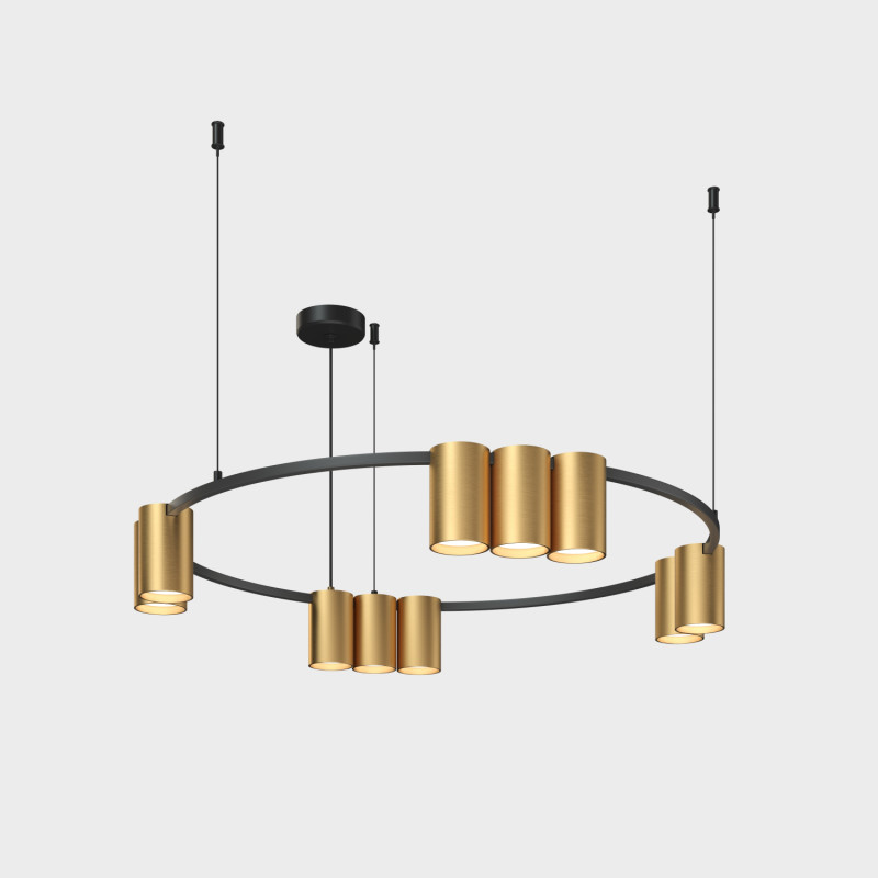 Denkirs DK4065-BK+SG Подвесной светильник ORBIT , IP20, 10xGU10 LED до 15 Вт, черный + сатинированное золото, алюминий