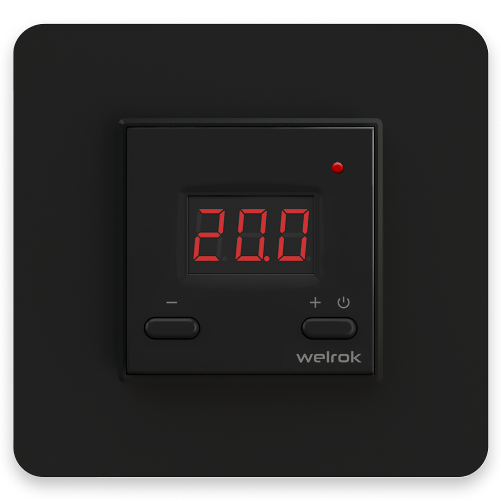 Welrok st bk Терморегулятор цифровой с индикацией температуры 16 А, 3000 ВА, 5…40  °С