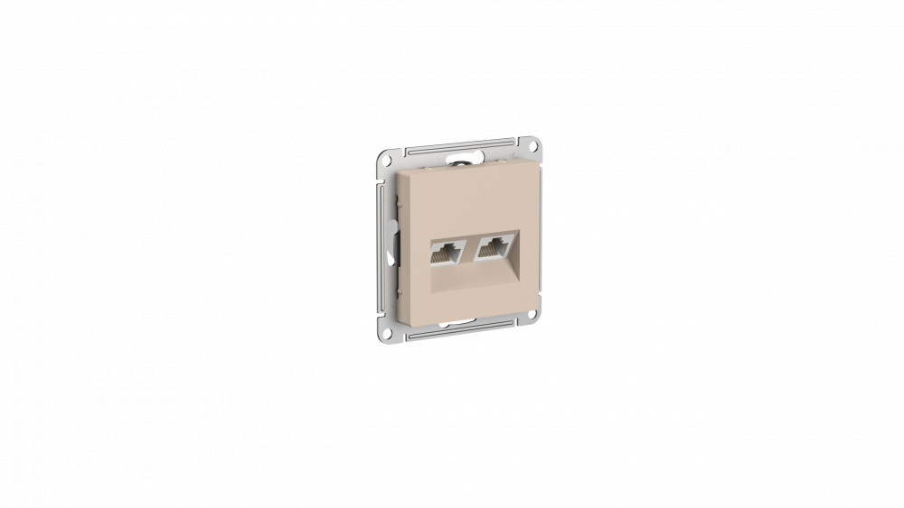 SE AtlasDesign Песочный Розетка двойная компьютерная RJ45+RJ45, кат.5E, механизм