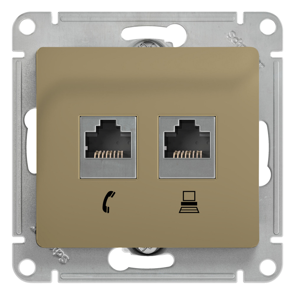 SE Glossa Титан Розетка 2-я RJ11+RJ45, кат.5E