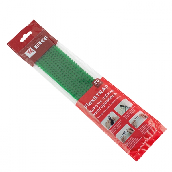 EKF PROxima Хомут гибкий (20 шт.) зеленый FlexSTRAP