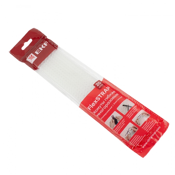 EKF PROxima Хомут гибкий (20 шт.) белый FlexSTRAP