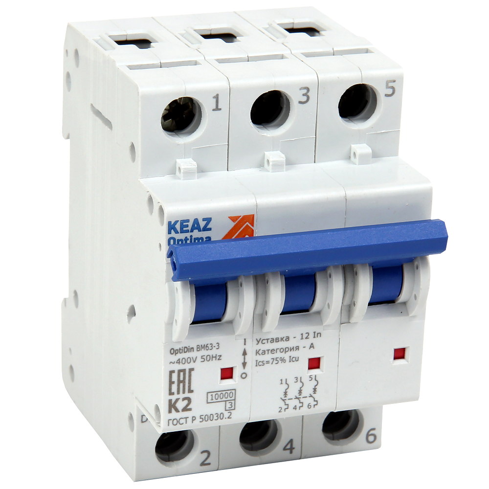 КЭАЗ OptiDin BM63 Автоматический выключатель 3P 8A K 10кА AC (BM63-3K8-10-УХЛ3)