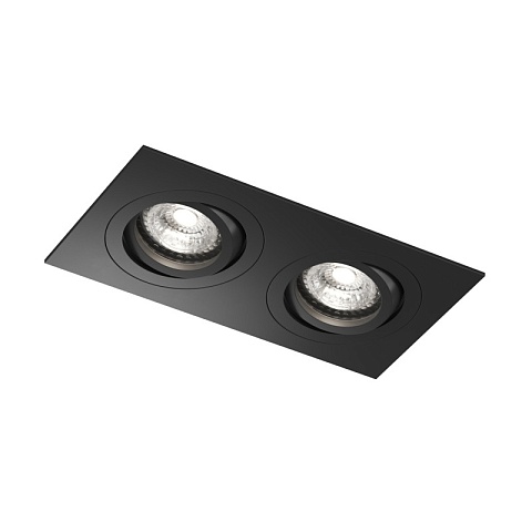 Denkirs DK2112-BK Встраиваемый влагозащищённый светильник HYDRO, IP44, 2×15 Вт LED макс., GU10, алюминий, чёрный