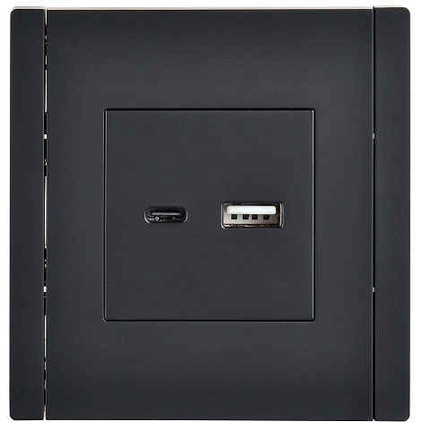 IEK FORTE&PIANO Черный Розетка USB A+C 18Вт FP151