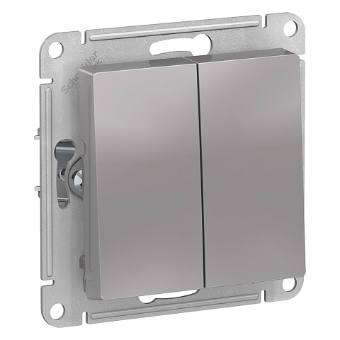 Systeme Electric AtlasDesign Алюминий Выключатель 2-клавишный с самовозвратом, сх.2, 10А, механизм