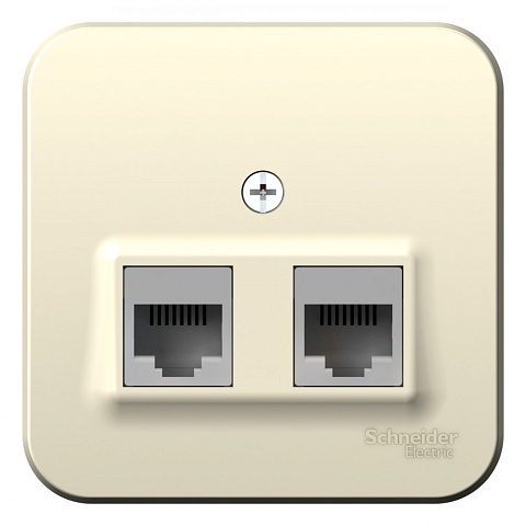 SE Blanca наруж Молочная Розетка 2-ая компьютерная RJ45, кат.5E, изолир. пластина