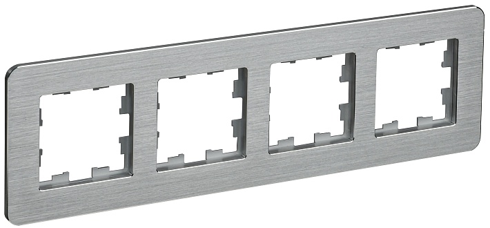 IEK BRITE DECOR /алюм метал. скругл.угол Рамка 4-м РУ-4-1-Бр RE AL