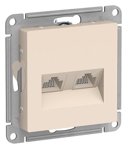 SE AtlasDesign Беж Розетка двойная компьютерная RJ45+RJ45, кат.5E, механизм