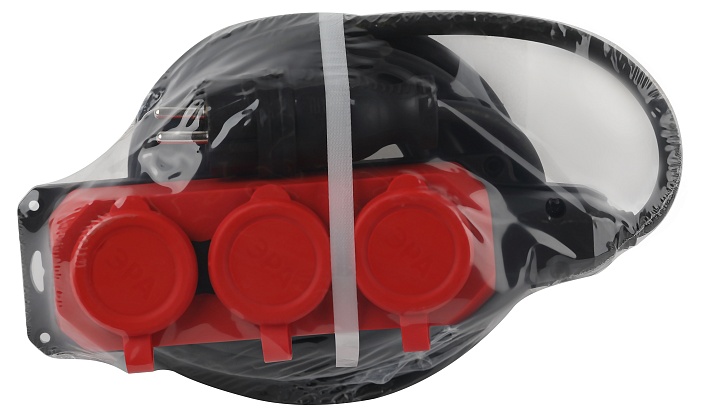 ЭРА Удлинитель силовой UK-3e-3x1,5-5m-IP44(KG) с заземлением 3 розетки каучук 5м КГ 3х1,5мм2 IP44