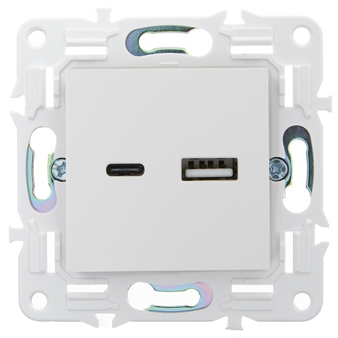 IEK SKANDY Арктический белый Розетка USB A+C 3,1А SK-R14W