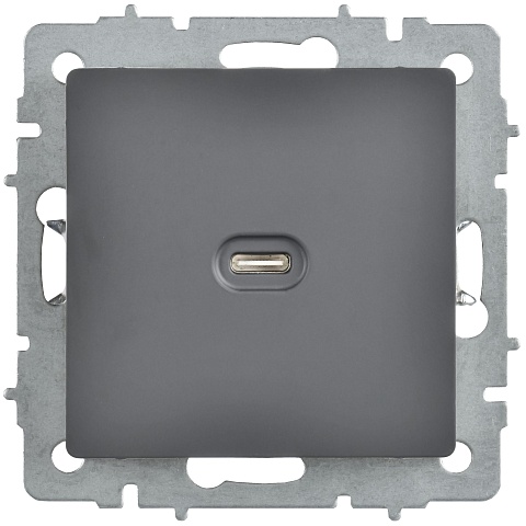IEK BRITE Роз. USB C 65Вт высокоскор. зар. РЮ12-1-БрГ граф.