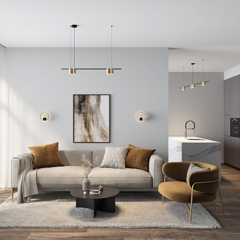 Denkirs DK5060-BK+SG Бра ORBIT, IP20, 3000К, LED, 10 Вт, черный + сатинированное золото, алюминий