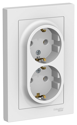 Systeme Electric AtlasDesign Лотос Розетка двойная с/з, 16А, в сборе