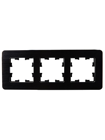 IEK BRITE DECOR Черный/алюм металл. скругл.угол Рамка 3-м РУ-3-1-Бр RE AL