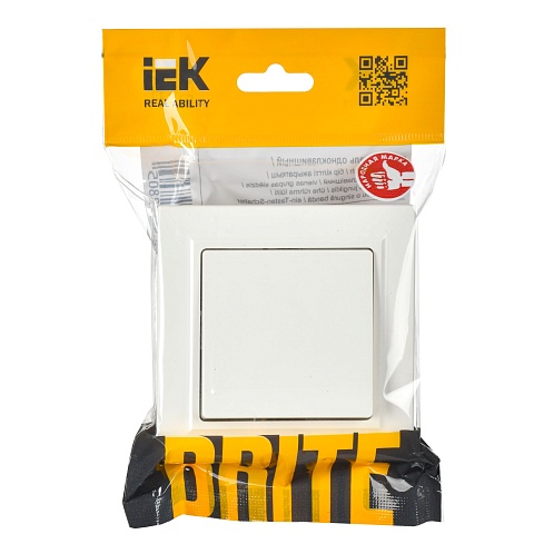IEK BRITE Выключатель 1-клавишный 10А в сборе ВСР10-1-0-БрБ белый