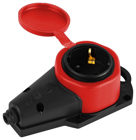 ЭРА Колодка KX-1e-RED-IP44 каучуковая с заземлением 1 розетка 16A IP44 красная