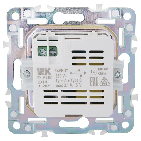 IEK SKANDY Черный Розетка USB A+C 3,1А SK-R14Bl