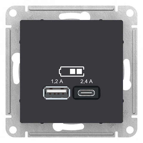 SE AtlasDesign Карбон USB A+С, 5В/2,4А, 2х5В/1,2 А, механизм