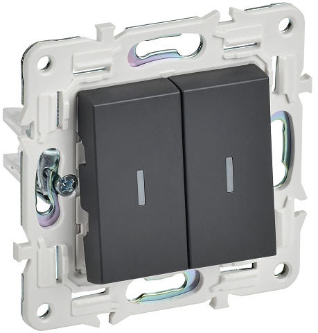IEK SKANDY Титан Выключатель 2-клавишный проходной с индикацией 10А SK-V10T