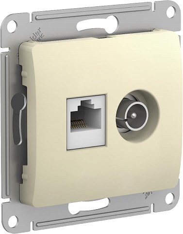 SE Glossa Беж Розетка двойная TV + компьютерная RJ45, кат. 5Е