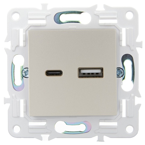 IEK SKANDY Шампань Розетка USB A+C 18Вт SK-R13Sh