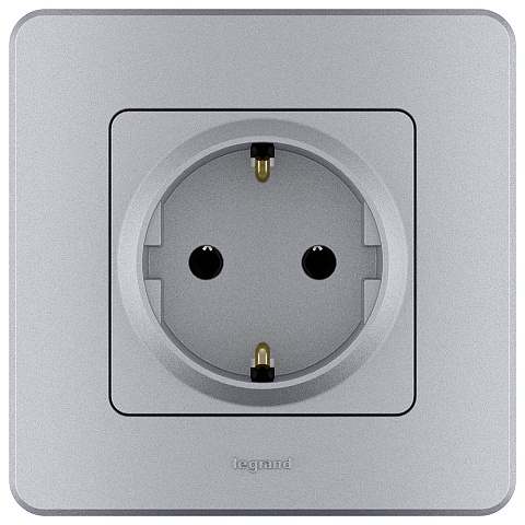 Legrand INSPIRIA Алюминий Розетка 2К+З - немецкий стандарт - 16 А - 250 В