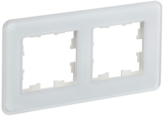 IEK BRITE DECOR Белый матовый стекло скругл.угол Рамка 2-м РУ-2-2-Бр RE