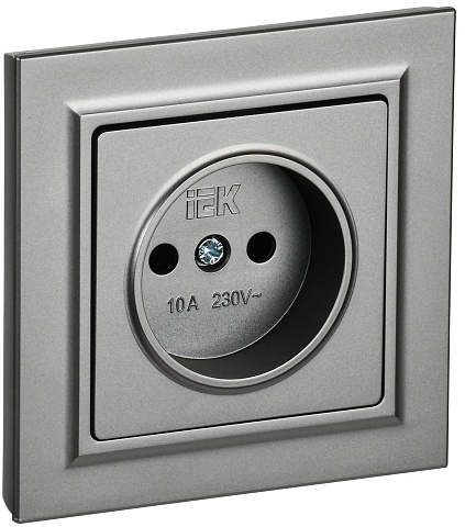 IEK BRITE Сталь Розетка без з/к/ш 10А в сборе РСР10-1-0-БрС