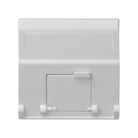 Simon Connect Белый Адаптер наклонный со шторкой на 1 модуль MD (RJ45, оптоволокно), 45х45мм