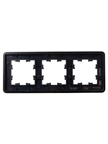 IEK BRITE DECOR Черный металл. скругл.угол Рамка 3-м РУ-3-1-Бр RE