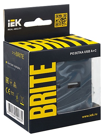 IEK BRITE Роз. USB A+C 18Вт РЮ11-1-БрМ мар.