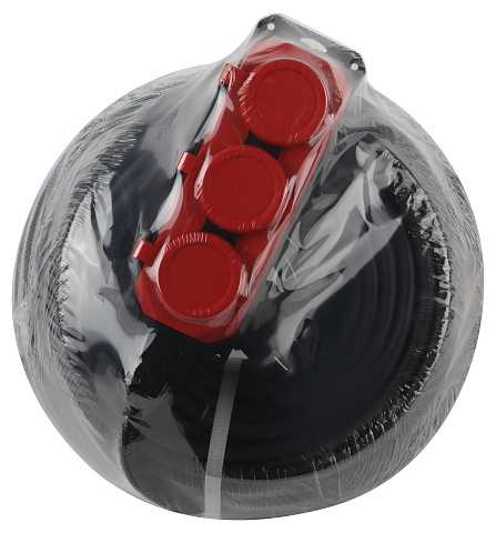 ЭРА Удлинитель силовой UK-3e-3x1,5-40m-IP44(KG) с заземлением 3 розетки каучук 40м КГ 3х1,5мм2 IP44