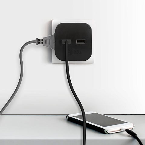ЭРА Разветвитель электрический SP-2-USB-B на 2 розетки + 2xUSB 2400mA без заземления 10А черный