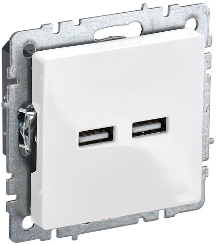 IEK BRITE Роз. USB A+A 3,1А РЮ10-1-БрБ бел.