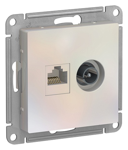 SE AtlasDesign Жемчуг Розетка двойная комп+ТВ, RJ45+TV, кат.5E, механизм