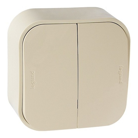 Legrand Quteo Бежевый Переключатель 2-клавишный 10А