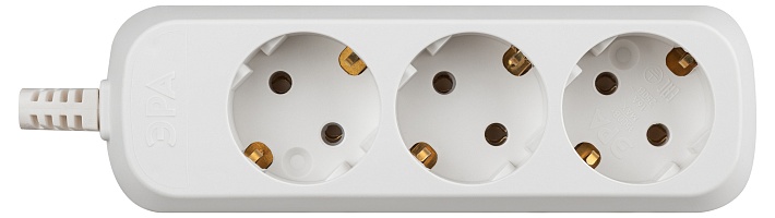 ЭРА Колодка KX-3e 3 розетки с зазeмлением белая