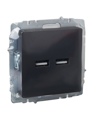 IEK BRITE Роз. USB A+A 3,1А РЮ10-1-БрГ граф.
