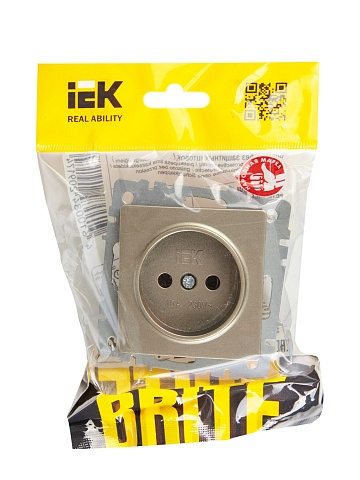 IEK BRITE Розетка 1-местная без заземления без защитных шторок 10А РС10-1-0-БрШ шампань